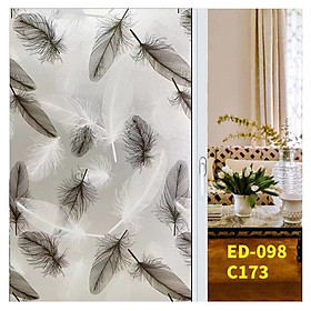 Mua Giấy dán kính hoa văn lông vũ trắng đen - khổ 90cm - có sẵn keo