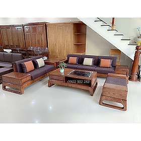 Bộ bàn ghế sofa gỗ 2 văng lớn gỗ sồi G03