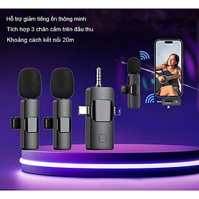Mua Micro Thu Âm Cài Áo Không Dây 2 Mic 3 Trong 1 Cho Điện Thoại (Android Cổng Type C – Iphone IOS Cổng Lightningg) Máy Tính Bảng PC Laptop Máy Ảnh (Jack 3.5) Loa Smartphone Lọc Tiếng Ồn Xa 20m Quay Video Tiktok Livestream Review Vlog Youtube – Hàng Nhập Khẩu