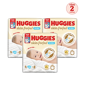 Combo 3 gói Tã/bỉm dán sơ sinh Huggies Skin Perfect S 80+2 miếng với 2 vùng thấm giảm kích ứng da