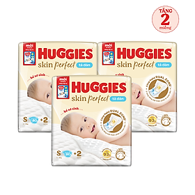 Thùng 3 gói Tã bỉm dán sơ sinh Huggies Skin Perfect S 80+2 miếng với 2