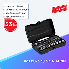 Bộ Dụng Cụ Đa Năng Sửa Chữa Đa Dạng Mini Bao Gồm: Cờ Lê, Thanh Nối Dài, 22 Đầu Tuốc Nơ Vít, 9 CRV Ổ Cắm