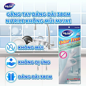 Găng tay dáng dài Nitrile không mùi MyJae rửa chén, bát, dọn dẹp nhà cửa 38CM