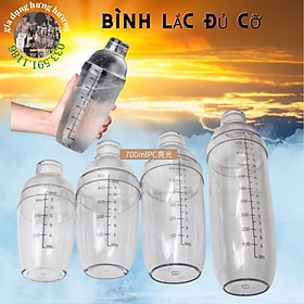 Bình lắc Shaker pha chế nhựa chia vạch đen 350ml, 500ml, 700ml, 1000ml chuyên dụng cụ pha chế trà sữa bartender