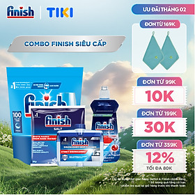 Combo Finish: Everyday Shine & Clean 100v + Nước Làm Bóng Finish 500ml + Muối Rửa Chén Finish Salt túi 1kg