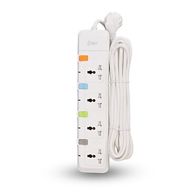 Ổ Cắm Điện Nối Dài Comet CESG2405 Có 4 Ổ 3 chấu Dây Dài 5m Có Công Tăng Riêng Biệt - Hàng Chính Hãng 