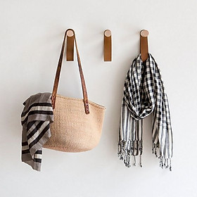 Mua set 3 móc gỗ phối da treo đồ trang trí độc đáo