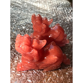 Mua Cặp Tỳ Hưu Phong Thủy Đá Núi Lửa Đỏ Size Nhỏ Để Bàn Dài 10cm Cao 7cm hợp Anh Chị mệnh Hỏa mệnh Thổ may mắn thu hút tài lộc ạ