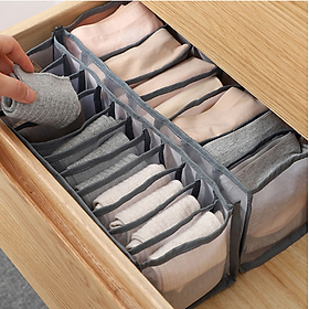 Túi lưới đựng đồ lót tất vớ cá nhân nhiều ngăn tiện lợi, hộp vải chia ô đựng đồ để tủ quần áo gọn gàng GD611-NQAL - 7 ngăn