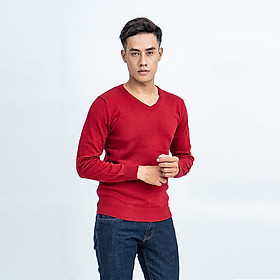 Áo len nam dài tay cổ tim màu đỏ đô NOVELTY 180560I
