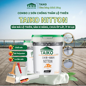 10 Kg Keo Sơn Chống Thấm Sàn TAIKO NITTON (Gốc Acrylic) -  Chống Thấm Lộ Thiên, Sàn Mái, Máng Xối, Ban Công, Lô Gia Tặng Kèm Vải Kết Cấu/Hiệu Quả Hơn Khi Pha Xi Măng - Đen