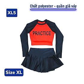 Đồ bơi tay dài cho bé gái kín đáo từ 30-50kg - chân váy cạp cao - HN.Store