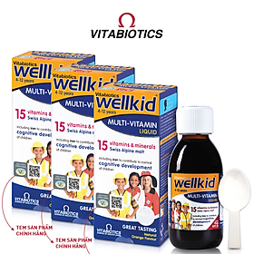 Combo 3 Siro Uống Cho Bé Vitabiotics WELLKID Multi-Vitamin Liquid Nâng Cao Đề Kháng, Hỗ Trợ Phát Triển Toàn Diện 150ml