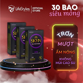 Bộ 3 Bao cao su siêu mỏng, trơn mượt LifeStyles SKYN Elite - Non-latex không mùi cao su - 10 bao