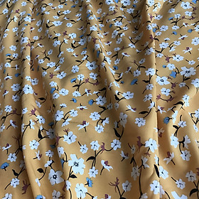 Vải lụa Nhật 100D mềm mịn co giãn họa tiết hoa đào trắng