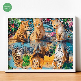 Tranh số hóa - Ba chú mèo đã căng khung 40x50cm 28 màu