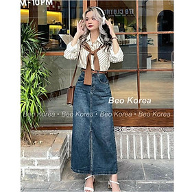 16 Cách phối chân váy jean dài cực trẻ trung sành điệu