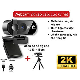 Webcam Cho Máy Tính PC Laptop 2K FullHD Kèm Mic Tích Hợp Micro To Rõ Cho Cuộc Gọi Video Call Zoom Góc Siêu Rộng New Chất Lượng Cao Để Live Stream Học Online Hàng Nhập Khẩu
