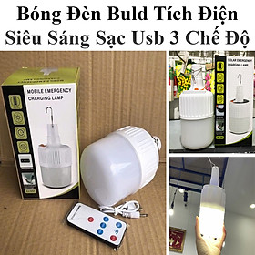 Mua Bóng Đèn Buld Tích Điện Siêu Sáng Sạc Usb 3 Chế Độ Sáng Kèm Móc Treo Có Remote