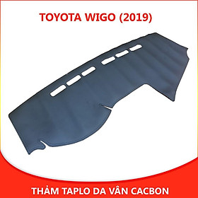 Thảm taplo ô tô Toyota Wigo 2019 loại da vân cacbon chống nắng, chống nứt vỡ taplo, thảm taplo Toyota Wigo