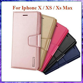 Bao da dạng ví iPhone X / XS / XS Max / hiệu Hanman, ngăn đựng tiền và thẻ tiện lợi