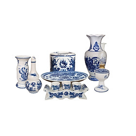 Bộ đồ thờ sứ men trắng ( TR10 ) phù hợp bàn thờ treo tường cỡ nhỏ 88×48cm