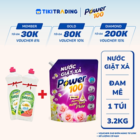Túi Nước Giặt Xả POWER100 Hương Nước Hoa Pháp 3.2KG