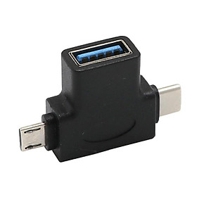 2-in-1 Micro USB Type C OTG Adapter, USB-C Male Micro USB Male to USB-A 3.0