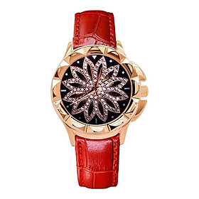 Women Rhinestone Wrist Watch Luxury Casual Quartz Watch Leather Band