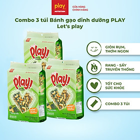Combo 3 túi bánh gạo dinh dưỡng PLAY Let’s play - Thanh gạo lứt ngũ cốc, bánh ăn vặt healthy