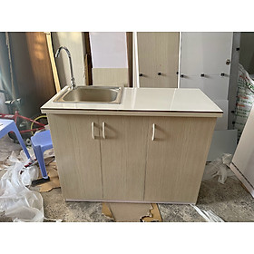 Mua Tủ Bếp Nhựa Đài Loan Cao 81cm Ngang 1m05 Bồn Đơn Màu Gỗ Sồi TB028