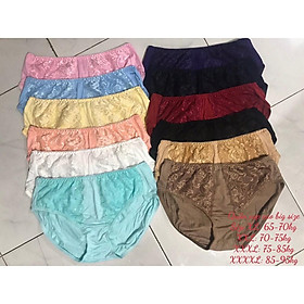 Set 10 quần lót nữ Thun cotton Cạp cao dành cho ng ư ời m ập béo ren tr ư ớc (Từ 60kg đến 100kg)