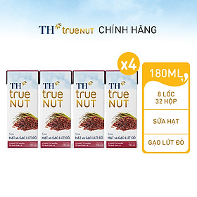 4 Lốc sữa hạt và gạo lứt đỏ TH True Nut 180ml 180ml x 4 hộp