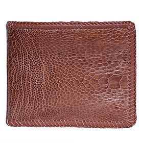 HP2425 - Bóp nam Huy Hoàng da đà điểu trơn đan viền màu vàng bò