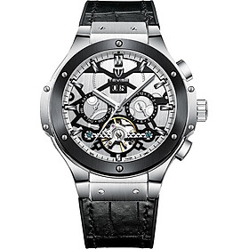 TEVISE T828B Business Men Automatic Mechanical Watch Week Month Calendar Display Fashion Casual Timer Leather Strap 3ATM