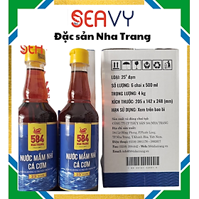 Đặc Sản Nha Trang - Thùng 6 Chai Nước Mắm 584 Nha Trang 25 Độ Đạm Truyền Thống Nguyên Chất Đậm Đặc Seavy Thùng 6 Chai 500ml/chai