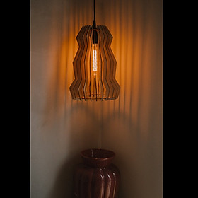 Đèn gỗ thả trần CAO CẤP hiện đại sang trọng 26x36cm chất liệu gỗ trang trí cho phòng khách nhà căn hộ decor nhà quán cafe