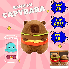 Thú nhồi bông Capybara bánh mì hamburger Đáng Yêu - Size từ 30cm đến 60cm - Quà tặng gấu bông chuột lang nước capy bara đáng yêu siêu mập. - 50cm
