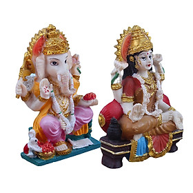 2x Simulation Hindu Deity Statue Miniature Ornament for Room