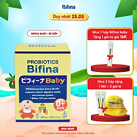 Hỗ trợ bé ăn ngon, tăng đề kháng - Men vi sinh cho bé Bifina Baby Nhật Bản- Hộp 30 gói