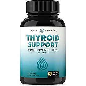 Thyroid Support Complex with Iodine for Energy, Metabolism & Focus - Vegetarian, Non-GMO, Soy & Gluten Free Supplement with Vitamin B12, Ashwagandha, Kelp, Zinc, Selenium, Copper & More