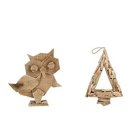 Driftwood Owl Statues+Hanging Ornament, Home Decoration Gift Wood Craft