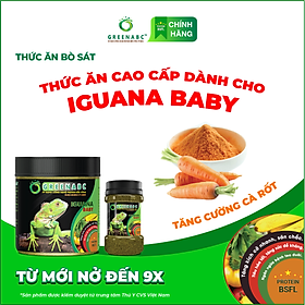 Thức ăn bò sát Iguana Baby GREENABC vị cà rốt dùng cho Iguana từ mới nở cho đến 9x giúp tăng kích thước, lên màu đẹp, phòng chống MBD, teo đuôi – Hộp 230g