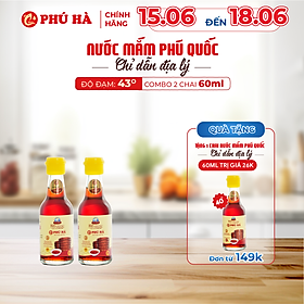 Nước mắm Phú Quốc Chỉ Dẫn Địa Lý Phú Hà 43 độ đạm -Combo 2 chai 60ml