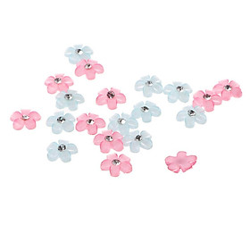 20pcs Blue+Pink Flower Bling Shiny Decors DIY Accessories Stickers Decals