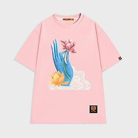 Áo thun hình tay Phật cầm hoa Sen Vu Lan Happy Vesak day shirt áo phông tay lỡ BND322 - Hồng, Hồng