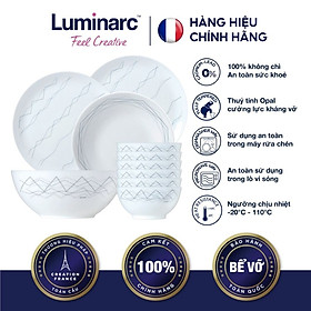 Bộ Bàn Ăn Tô Chén Đĩa Thuỷ Tinh Cường Lực Luminarc Diwali Marble 12 món - LUDIMA12M