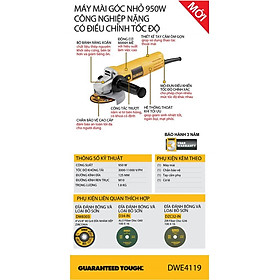 Mua Máy Mài Góc Có Chỉnh Tốc Độ 950W 100 125 mm DEWALT  - Chính Hãng SKU DWE4118 DWE4119 DWE4118-B1 DWE4119-B1