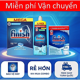 Combo 120 viên rửa bát finish + muối Finish 1.2kg + Nước làm bóng Finish 400ml dùng cho máy rửa bát