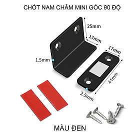 Chốt nam châm mini góc 90 độ cho cánh cửa tủ, ngăn kéo bàn, cửa trượt, có băng dính 2 mặt và vít kèm theo